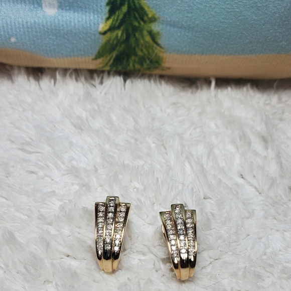 Zales Jewelry - Zales14kGold Channel Set Diamond Earrings